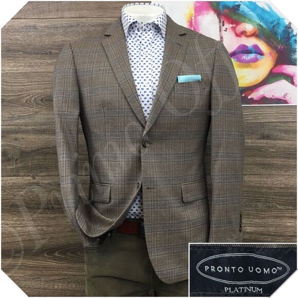 PRONTO UOMO Mens Blazer‎ Sport Coat Casual Jacket Size 40R Classic Wool Suit